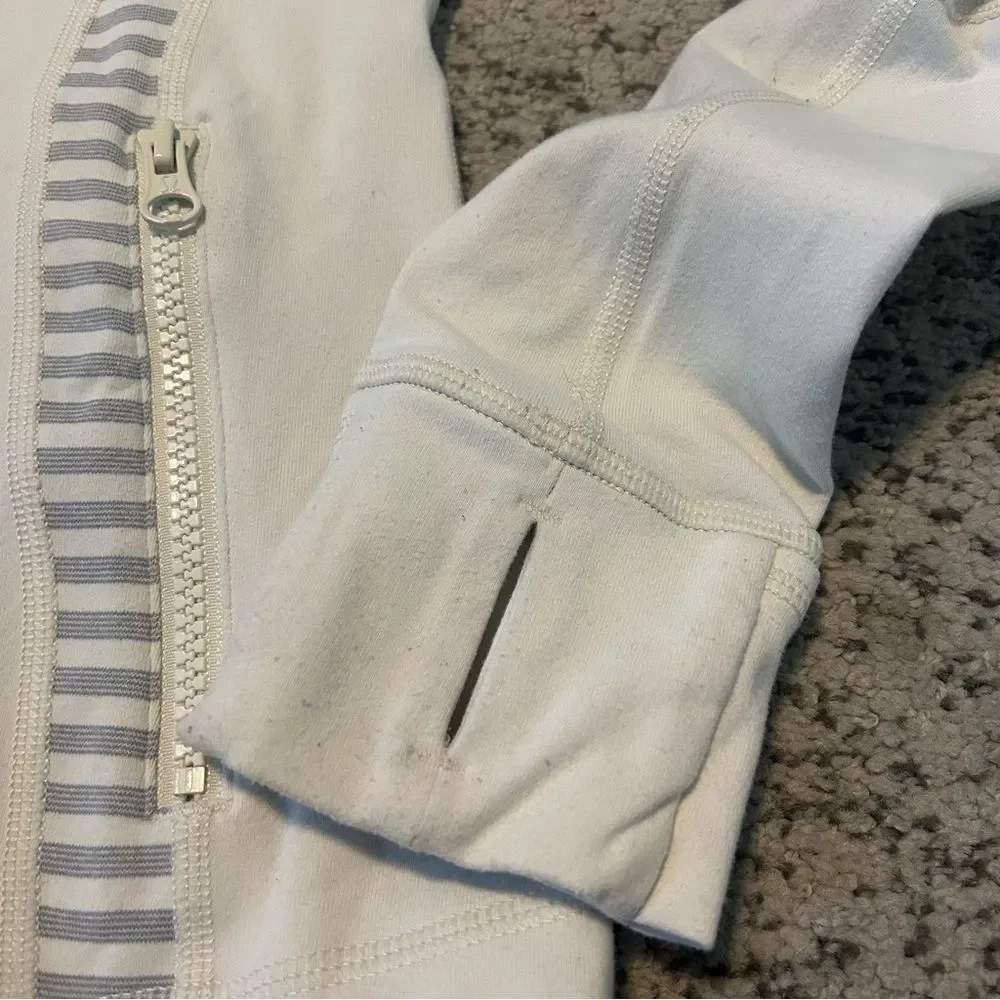 Lululemon Polar Cream Half Micro Macro Stripe Heather Silver Slate Define Jacket